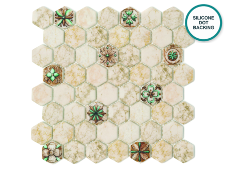 Hexagonal glass-ceramic mosaic Avorio – mosaic sheet