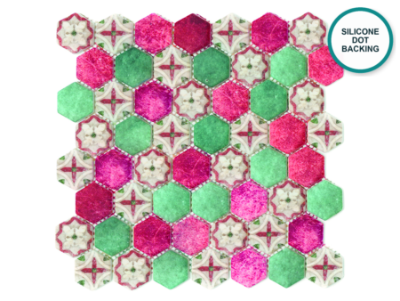 Hexagonal glass-ceramic mosaic Bougainvillea – mosaic sheet