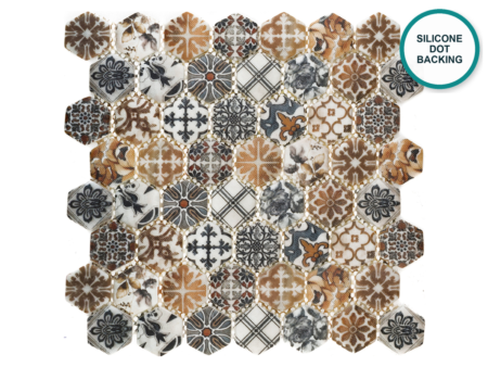 Hexagonal glass-ceramic mosaic Burgos – mosaic sheet