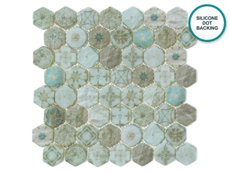 Hexagonal glass-ceramic mosaic Celadon – mosaic sheet