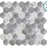 Hexagonal glass-ceramic mosaic Cenere – mosaic sheet