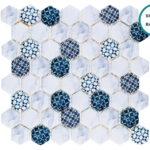 Hexagonal glass-ceramic mosaic Cervino – mosaic sheet