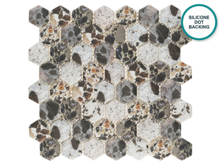 Hexagonal glass-ceramic mosaic Ghiaia – mosaic sheet