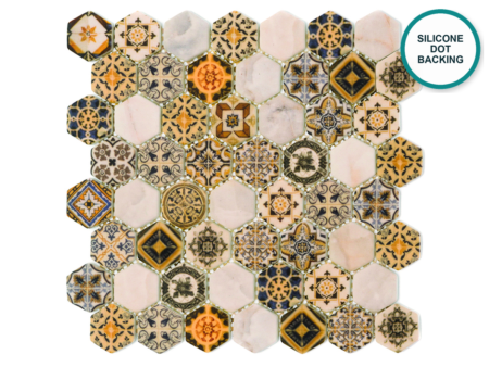 Hexagonal glass-ceramic mosaic Jaipur – mosaic sheet