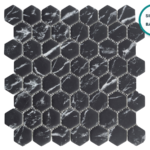 Hexagonal glass-ceramic mosaic Nero Belgio – mosaic sheet
