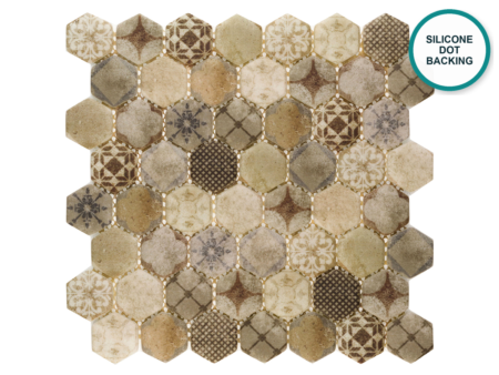 Hexagonal glass-ceramic mosaic Nocciola – mosaic sheet