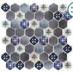 Hexagonal glass-ceramic mosaic Piombo – mosaic sheet