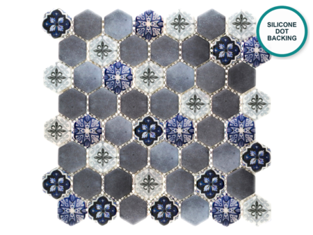 Hexagonal glass-ceramic mosaic Piombo – mosaic sheet
