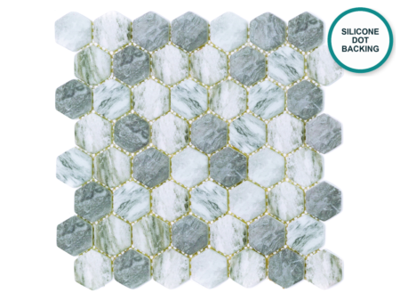 Hexagonal glass-ceramic mosaic Serpentino – mosaic sheet