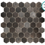 Hexagonal glass-ceramic mosaic Wengé – mosaic sheet
