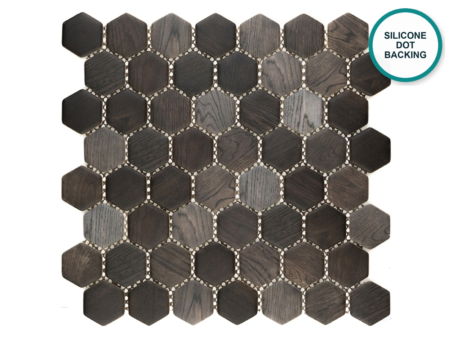 Hexagonal glass-ceramic mosaic Wengé – mosaic sheet