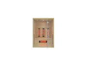 Infrared sauna Marimex POPULAR 3003 XL, side view with white LED lighting, a bench and Redlight heaters