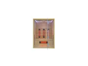 Infrared sauna Marimex POPULAR 3003 XL with white-purple LED lighting on the ceiling, a glass door and Redlight heaters