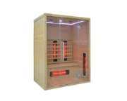 Infrared sauna Marimex POPULAR 3003 XL for 3 people – general view with glass walls, a bench and Redlight heaters