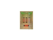 Infrared sauna Marimex POPULAR 3003 XL with green LED lighting, a glass door, a bench and Redlight heaters