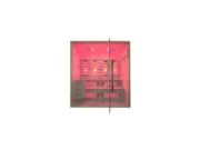 Marimex UNITE XXL combination sauna, front view with red LED lighting and glowing infrared panels