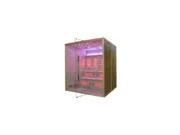 Marimex UNITE XXL combination sauna, right side at an angle with pink LED lighting and infrared panels