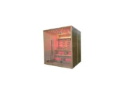 Marimex UNITE XXL combination sauna, left side at an angle with warm lighting and infrared panels