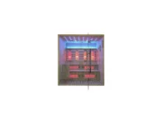 Marimex UNITE XXL combination sauna, front view with blue LED lighting, infrared panels and a corner bench