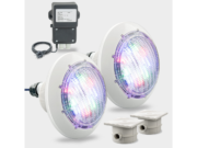 Комплект с 2 RGB прожектора, трансформатор и две кабелни кутии, бяла бленда