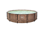 Swing 305 × 76 cm metal frame pool in Natural Teak color