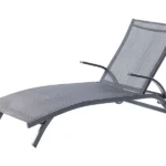 Șezlong Alegria din aluminiu cu brațe, rotițe și suprafață din țesătură artificială