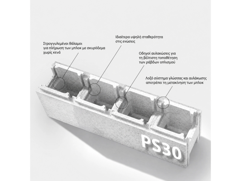 Изолиращ EPS блок PS30 с означени елементи