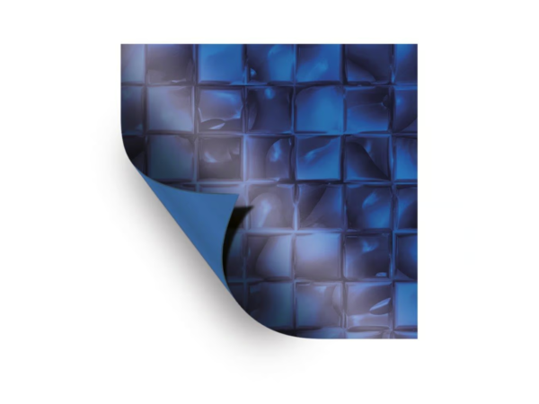 Δείγμα ενισχυμένου λάινερ Alkor Draka Blue Electric με διπλωμένη γωνία – έντονα μπλε πλακίδια
