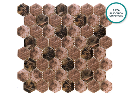 Mozaic hexagonal din sticlă ceramică Breccia – foaie de mozaic