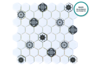 Mozaic hexagonal din sticlă ceramică Girona – foaie de mozaic