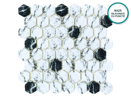 Mozaic hexagonal din sticlă ceramică Lasa – foaie de mozaic