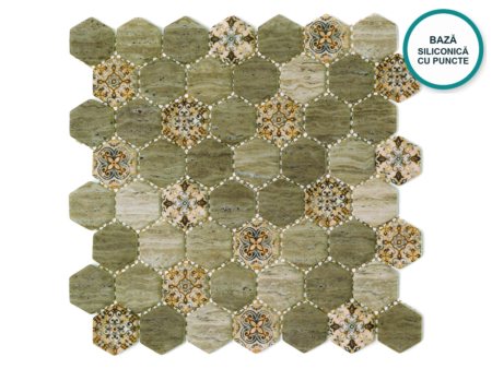 Mozaic hexagonal din sticlă ceramică Oliva – foaie de mozaic