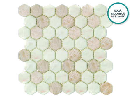 Mozaic hexagonal din sticlă ceramică Onyx – foaie de mozaic