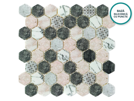 Mozaic hexagonal din sticlă ceramică Pernice – foaie de mozaic