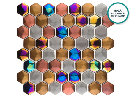Mozaic hexagonal din sticlă ceramică Sagres – foaie de mozaic