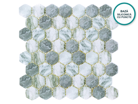 Mozaic hexagonal din sticlă ceramică Serpentino – foaie de mozaic