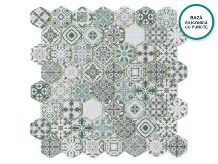 Mozaic hexagonal din sticlă ceramică Tomar – foaie de mozaic