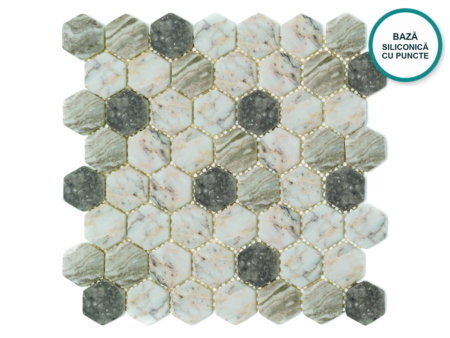 Mozaic hexagonal din sticlă ceramică Verdello – foaie de mozaic
