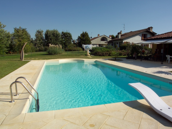 Roccia paving around a pool with a diving board