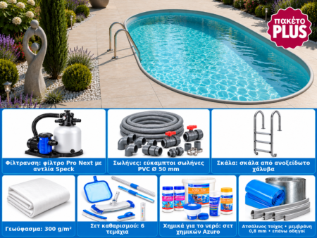 Οβάλ πισίνα για ενσωμάτωση στο έδαφος MTH Atlantic 3 DL 7,00×3,50 m – φτιάξ’ το μόνος σου, πακέτο PLUS