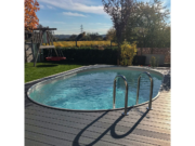 Овален басейн Poolsana 6,00×3,20 м с дървена тераса