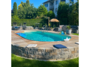 Овален басейн Poolsana 7,00×3,50 м с каменна стена