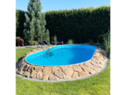 Овален басейн Poolsana с каменен кант
