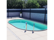 Овален басейн Poolsana 7,00×3,50 м със светли плочки около него