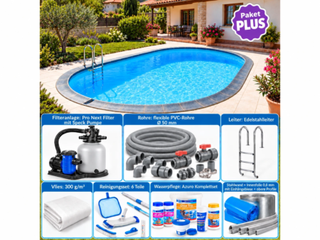 Ovaler Einbaupool MTH Atlantic 1 DL 5,25×3,20 m – Do-it-yourself, Paket PLUS