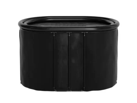 Οβάλ μπανιέρα ψυχρής εμβάπτισης 620 l – 125 × 75 × 77 cm, με φουσκωτό θερμοκάλυμμα στο άνοιγμα, μπροστινή όψη