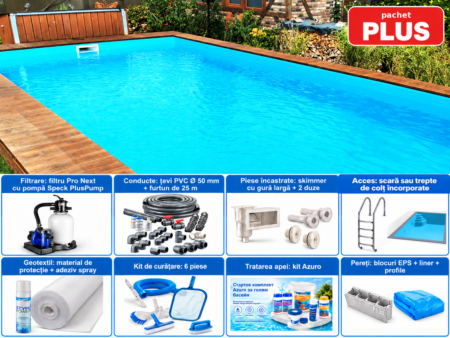 Piscină dreptunghiulară din polistiren Poolsana Linea 4 DL 8×4 m – pachet PLUS