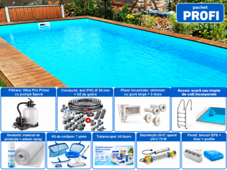 Piscină dreptunghiulară din polistiren Poolsana Linea 4 DL 8×4 m – pachet PROFI