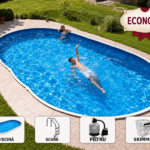 Piscină ovală demontabilă AZURO 405DL 7,30 × 3,70 × 1,20 m cu filtrare – pachet ECONOMY
