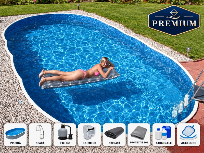 Piscină ovală demontabilă AZURO 407DL 9,10 × 4,60 × 1,20 m cu filtrare – pachet PREMIUM Piscină ovală demontabilă AZURO 407DL 9,10 × 4,60 × 1,20 m cu filtrare – pachet PREMIUM